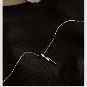 Sterling Silver Diamond Lightning Bolt Necklace